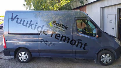 Custom Start2Finish automotive vinyl decal with personalized business name and design for truck doors and windows.