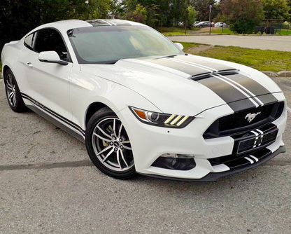 Black two-line racing stripes car stickers for RT SRT GT trucks, full vehicle body rally vinyl decals by Start2Finish.