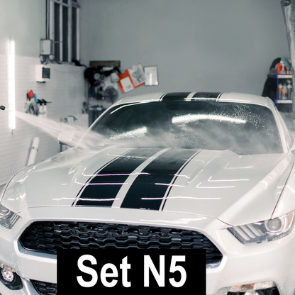 Black racing stripe car stickers by Start2Finish, full vehicle body rally SRT GT auto vinyl decals for trucks and sports cars.