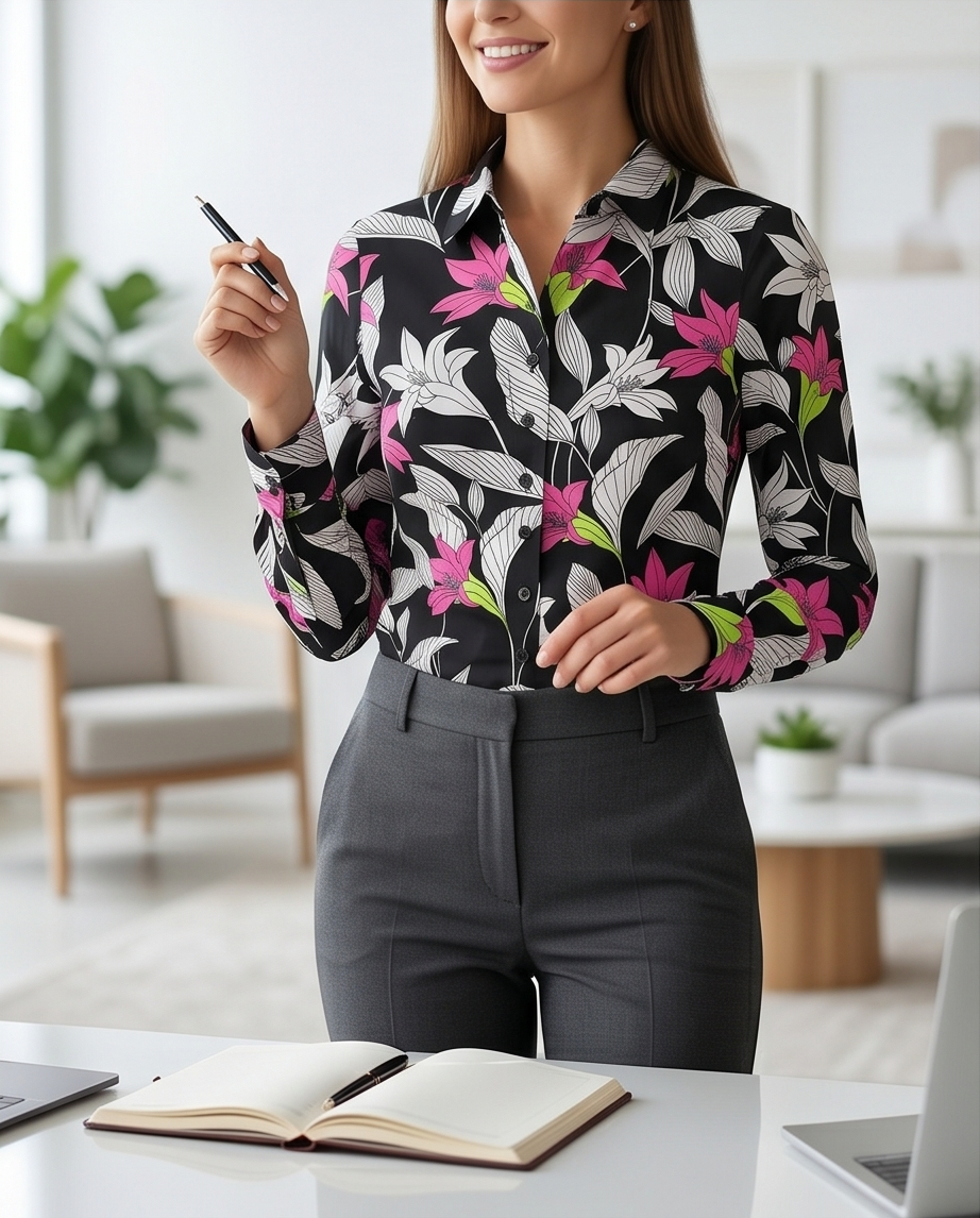 Exotic Bloom Extra Slim Fit Cotton Shirt