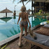 Start2Finish plaid bikini swimsuit with strapless design, ideal for beach, hot springs, or yoga fitness activities.