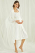 Burgundy Artemis Shopymommy lace maternity and nursing nightgown with matching robe set in ecru, featuring delicate lace details.