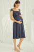 Navy blue lace maternity and nursing nightgown by Burgundy Artemis, featuring soft fabric and lace details for comfortable sleepwear.