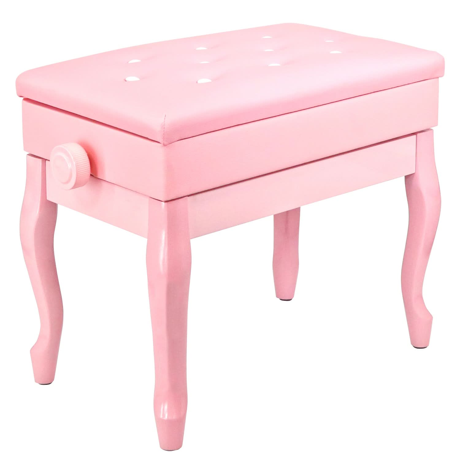 Start2Finish 5 Core piano bench with 3-inch padded cushion, wooden frame, adjustable height, and built-in storage for musicians.