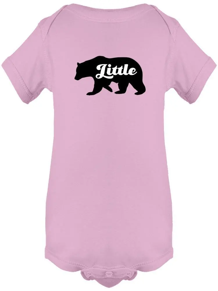 Baby bodysuit featuring a "Little" Bear silhouette by Start2Finish, with a cute bear graphic on the front.