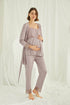 Burgundy Artemis Shopymommy 18441 lace maternity and nursing pajamas set with matching robe, featuring soft fabric and elegant design.