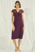 Burgundy Artemis Shopymommy lace V-neck plus size maternity and nursing nightgown, soft fabric and comfortable fit