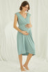 Burgundy Artemis Shopymommy 18466 green lace V-neck maternity and nursing nightgown, soft and comfortable lingerie for expecting mothers