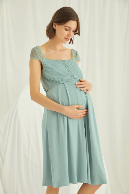 Burgundy Artemis Shopymommy lace maternity and nursing nightgown with matching robe set, soft and comfortable lingerie for moms.