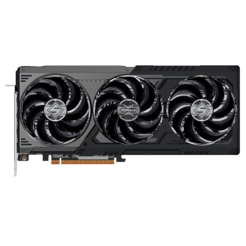 Asrock RX9070 XT Steel Legend Dark graphics card with 16GB DDR6, PCIe 5, HDMI, 3 DisplayPorts, RGB lighting, 2970MHz clock