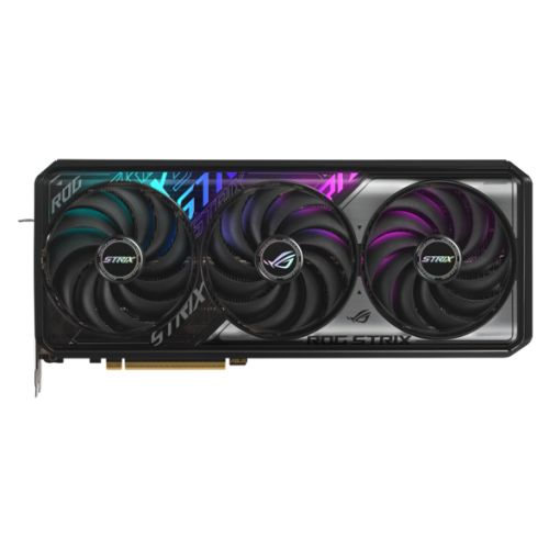 Asus ROG STRIX RTX5070 Ti OC graphics card with RGB lighting, 16GB DDR7, PCIe5, HDMI, DisplayPort, overclocked to 2625MHz.