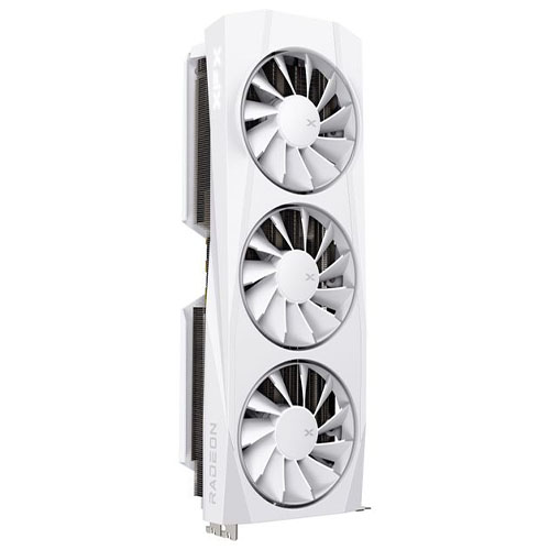 XFX RX9070 XT Quicksilver White graphics card with PCIe5, 16GB DDR6, HDMI, 3 DisplayPorts, and magnetic air cooling technology