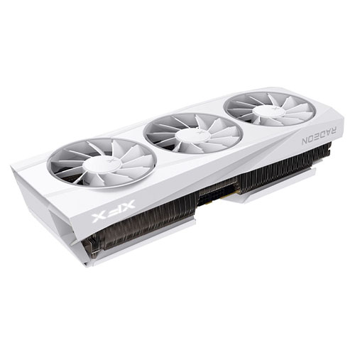 Start2Finish XFX RX9070 XT Quicksilver White graphics card with PCIe 5, 16GB DDR6, HDMI, DisplayPort, and magnetic air tech.