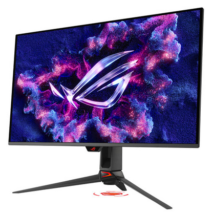 Asus ROG Swift 31.5-inch 4K QD-OLED gaming monitor with RGB lighting, USB, 240Hz, VESA mount, and 99% DCI-P3 color accuracy.