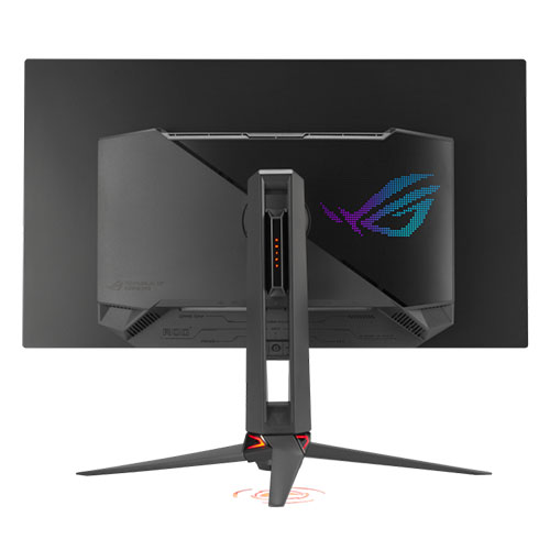 Asus ROG Swift OLED 4K gaming monitor with 31.5-inch QD-OLED display, RGB lighting, USB ports, 240Hz refresh rate, and VESA mount