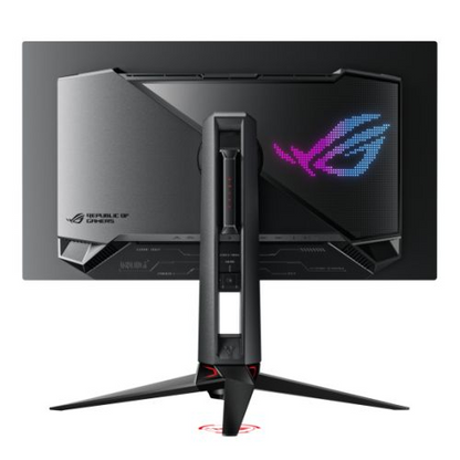 Asus ROG Swift OLED 4K gaming monitor with 31.5-inch QD-OLED display, 240Hz refresh rate, RGB lighting, and VESA mount.
