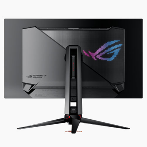 Asus ROG Swift 31.5-inch 4K HDR OLED gaming monitor with HDMI, DisplayPort, USB hub, 240Hz refresh rate, and G-SYNC technology.