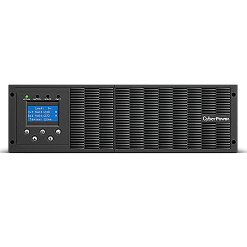 CyberPower Online XL Smart App 10,000VA UPS with LCD display, 3U rack/tower, hardwire terminal, and external battery module.