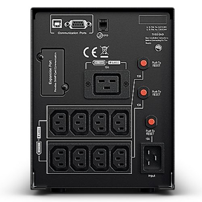 CyberPower 3000VA Line Interactive Tower UPS with LCD display, 9 IEC outlets, AVR, hot-swap batteries, energy-saving features