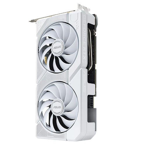 Asus DUAL RTX 5060 Ti OC graphics card with white cooling, HDMI, 3 DisplayPorts, 16GB DDR7 memory, compact size, PCIe 5.0