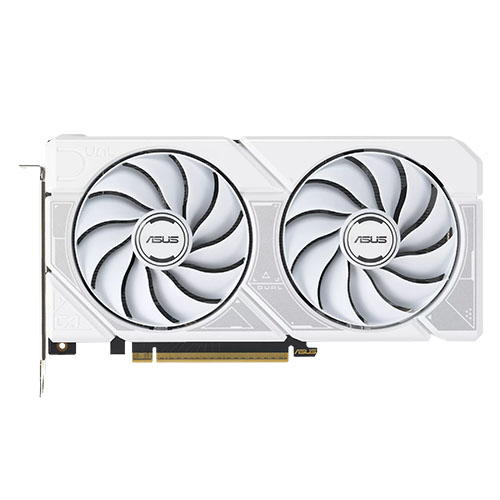 Asus DUAL RTX 5060 Ti OC graphics card with white cooling, PCIe5, 16GB DDR7, HDMI, 3 DisplayPort, overclocked, compact design