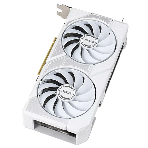Asus DUAL RTX5060 Ti OC graphics card with white shroud, HDMI and DisplayPort, overclocked, compact design, PCIe5, 16GB DDR7, 2632MHz