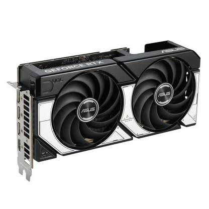 Asus DUAL RTX5070 OC graphics card with 12GB DDR7, HDMI and DisplayPort, overclocked to 2572MHz, compact SFF-ready design.