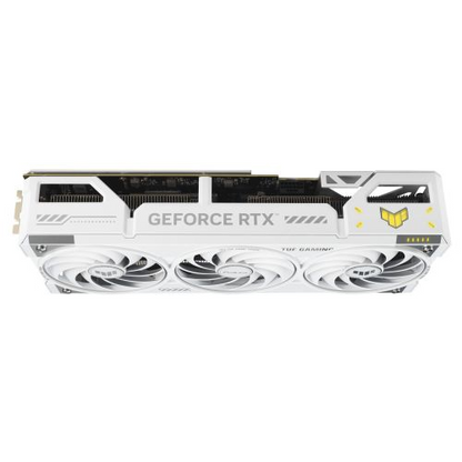 Asus TUF GAMING RTX5070 Ti BTF OC white graphics card with RGB lighting, PCIe 5, 16GB DDR7, HDMI and DisplayPort connections