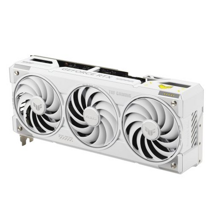 Asus TUF GAMING RTX 5070 Ti BTF OC graphics card with RGB lighting, PCIe 5, 16GB DDR7, HDMI and DisplayPort connections.
