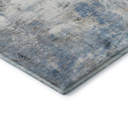 Start2Finish Ravenna Blue indoor/outdoor washable rug, 9x12 feet with intricate pattern and vibrant blue color.