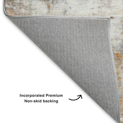 Luxury washable Ravenna copper indoor/outdoor rug by Start2Finish, showing a 5&