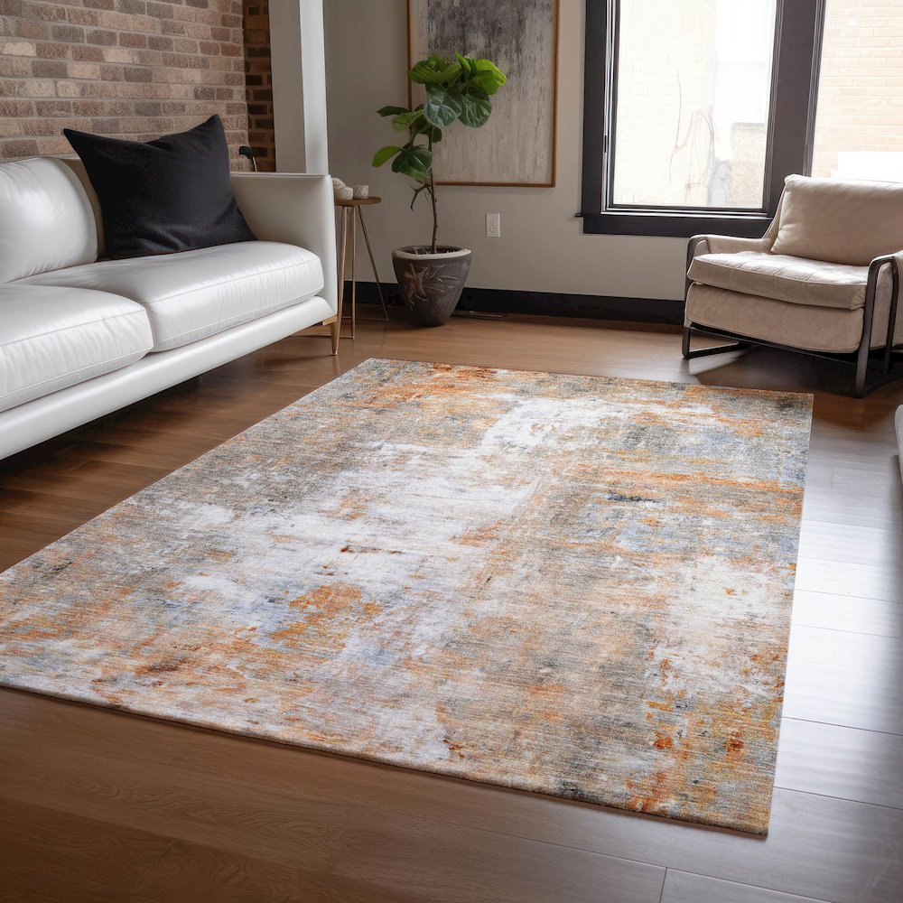 Luxury washable Ravenna copper indoor/outdoor rug by Start2Finish, 5&