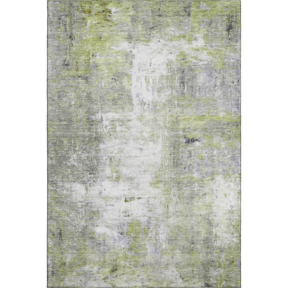 Luxury Washable Ravenna Aloe indoor outdoor rug by Start2Finish, featuring a vibrant green aloe leaf pattern on an 8x10 rug.