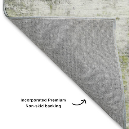 Luxury washable indoor/outdoor Ravenna Aloe 8x10 rug by Start2Finish, featuring vibrant aloe green and stylish pattern.