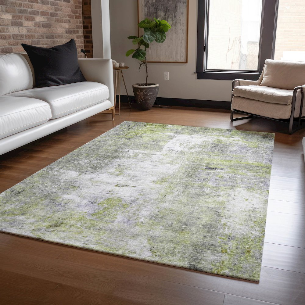Luxury washable indoor/outdoor Ravenna Aloe rug by Start2Finish, featuring a 9x12 size with a stylish, durable design.