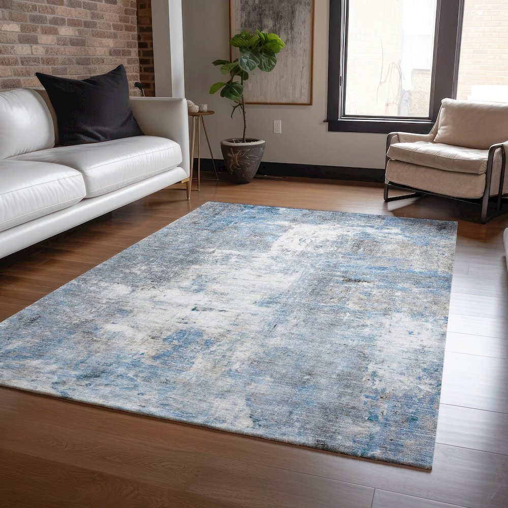 Start2Finish Ravenna Blue indoor/outdoor washable rug, 5&