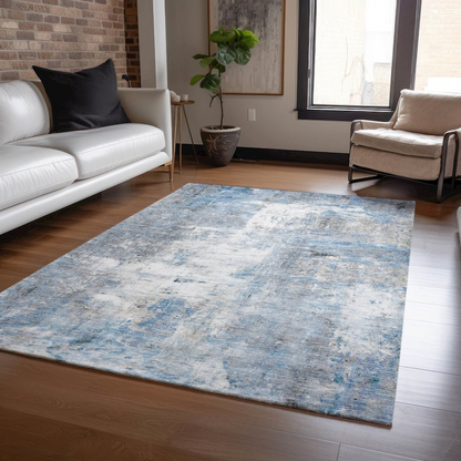 Start2Finish Ravenna Blue indoor/outdoor washable rug, 5&