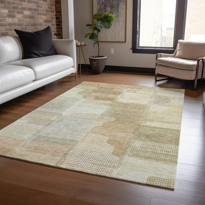 Start2Finish Ravenna beige 3x5 indoor/outdoor washable rug with intricate pattern, ideal for stylish indoor and outdoor spaces.