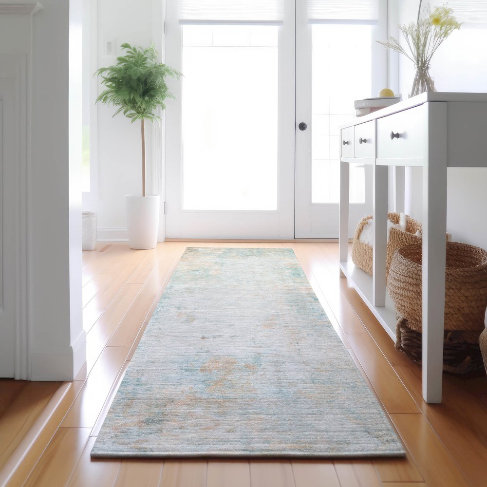 Start2Finish Ravenna Seafoam indoor/outdoor washable runner rug, 2&