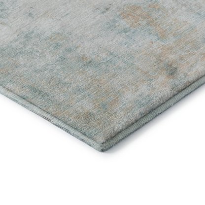 Start2Finish Ravenna Seafoam 10x14 indoor/outdoor washable rug with intricate pattern, perfect for any indoor or outdoor space.