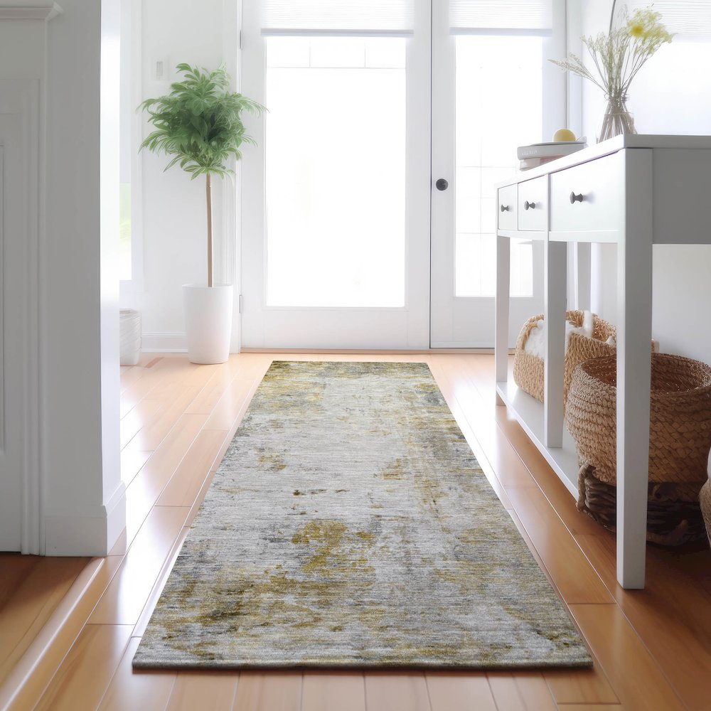 Luxury washable indoor/outdoor Ravenna Taupe runner rug by Start2Finish, 2&