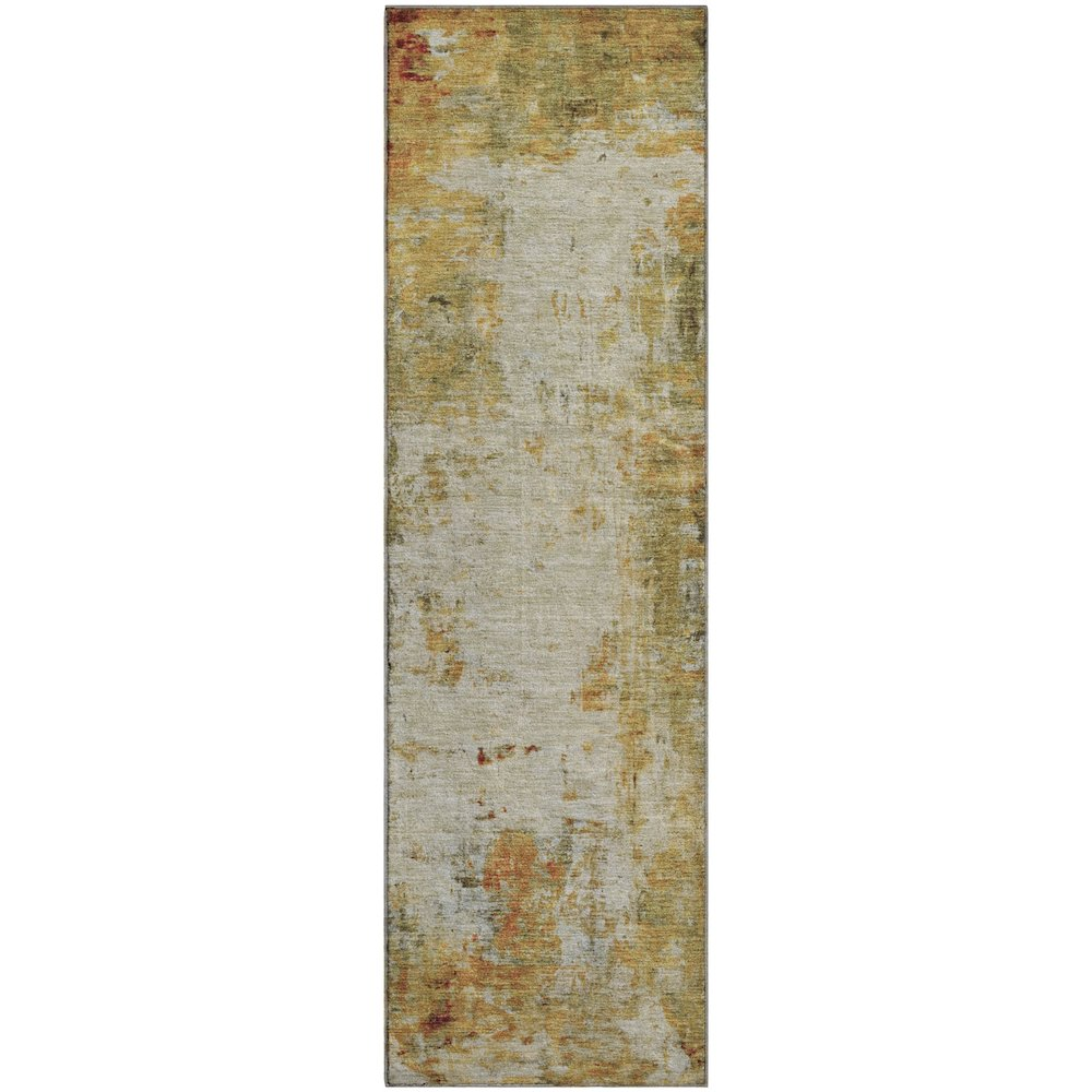 Luxury washable indoor/outdoor Ravenna Olive runner rug by Start2Finish, featuring a stylish 2&