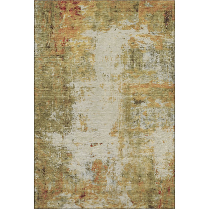 Start2Finish Ravenna Olive 5x7.6 indoor/outdoor washable rug with intricate pattern, ideal for indoor and outdoor spaces.