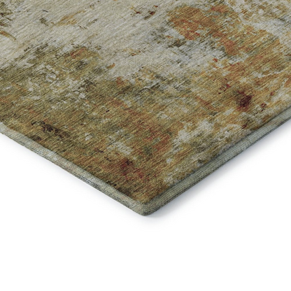 Luxury washable indoor/outdoor Ravenna Olive rug by Start2Finish, 5&
