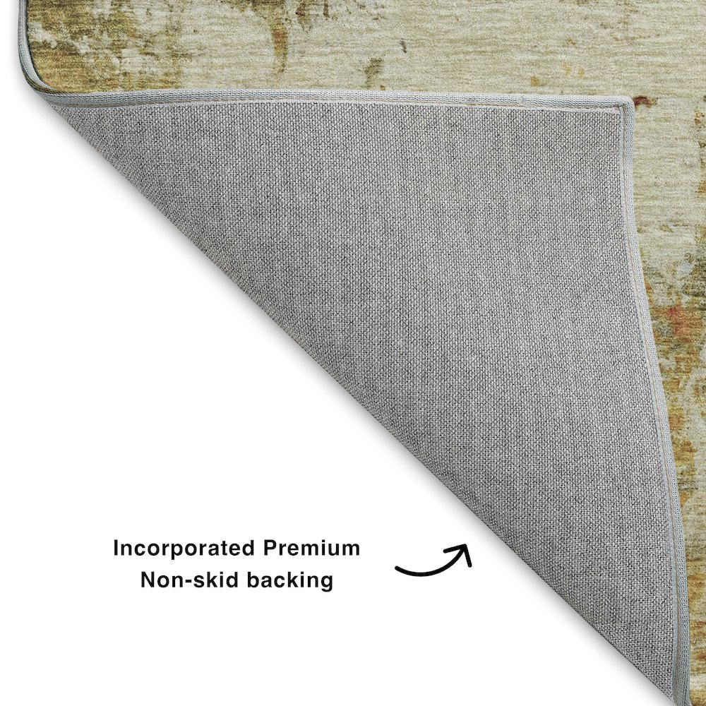 Luxury washable indoor/outdoor Ravenna Olive rug by Start2Finish, 5&