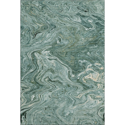 Start2Finish Ravenna teal indoor/outdoor 8x10 rug with intricate patterns, suitable for both indoor and outdoor spaces.