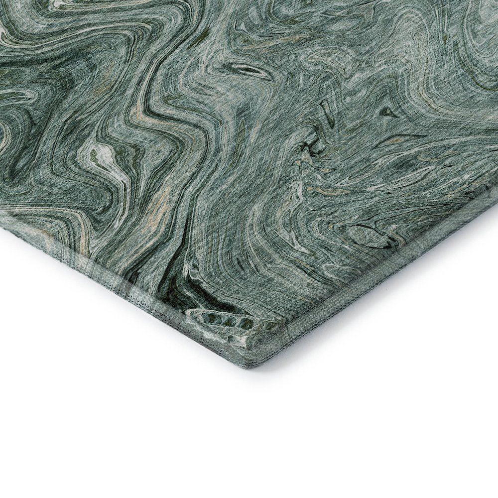 Luxury washable Ravenna teal indoor/outdoor rug by Start2Finish, showcasing its vibrant color and textured pattern.