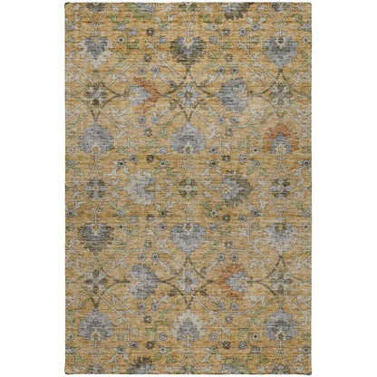 Start2Finish Silk Road Saffron 8x10 indoor-outdoor rug featuring intricate patterns and warm saffron colors.