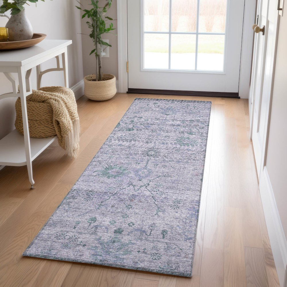 Start2Finish luxury washable indoor/outdoor Solace Lavender runner rug, 2&