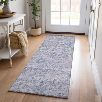 Start2Finish luxury washable indoor/outdoor Solace Lavender runner rug, 2&
